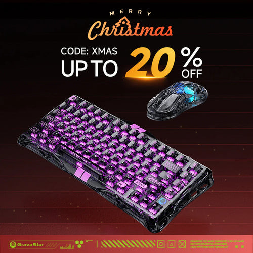 (Pre Order) GravaStar Crystal-Elite Hall Effect Gaming Set - Transparent Black